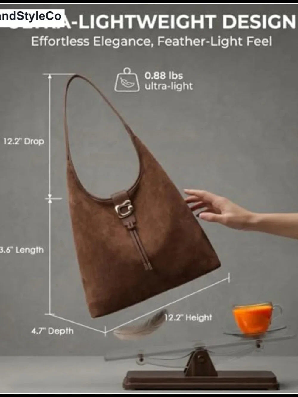 Faux Suede Hobo Bag Large Slouchy Shoulder Purse Tote with Zipper Tassel